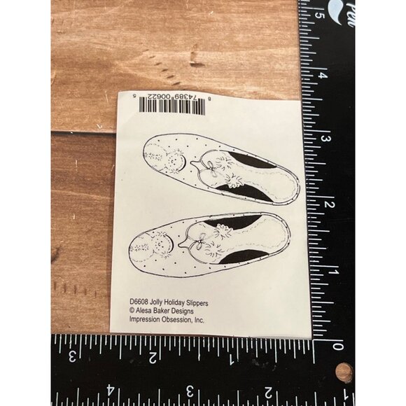 Jolly Holiday Slippers Rubber Stamp By Alesa Baker For Impression Obsession - Picture 2 of 4